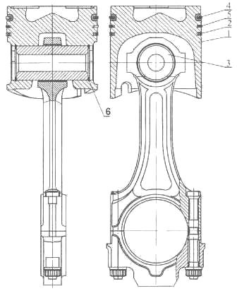 Поршень с шатуном и кольцами Камаз-740 в сборе