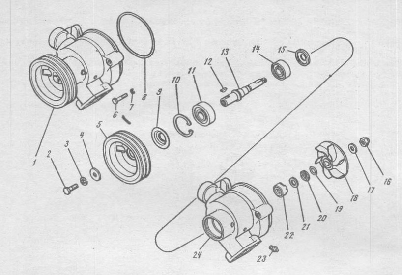Схема водяной помпы Камаз 740